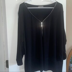Plus size Black Zip-Up blouse